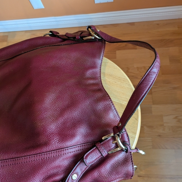 MICHAEL KORS BURGUNDY BAG Shoulder Leather Gold Hardwer - Picture 10 of 14